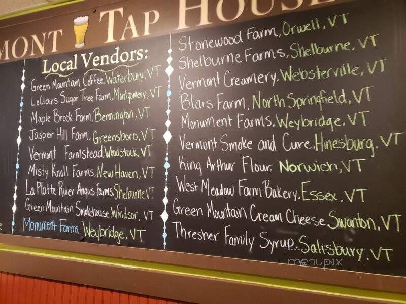 Vermont Tap House & Woodfire Pizza - Rutland, VT menu_pic