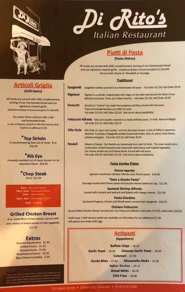 Diritos Italian Resaurant - Canon City, CO menu_pic