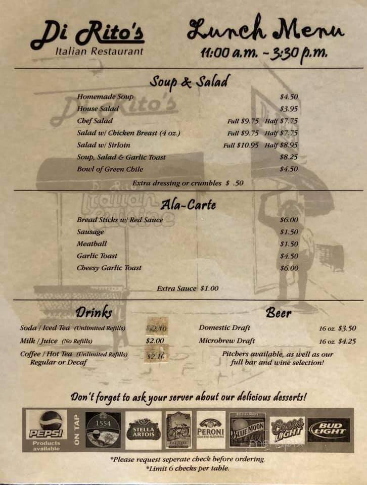 Diritos Italian Resaurant - Canon City, CO menu_pic