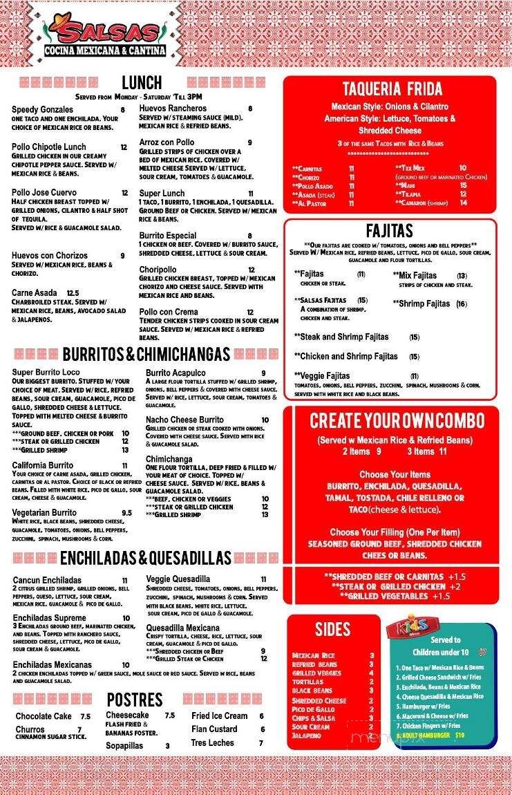 Salsa's Cocina Blanding - Middleburg, FL menu_pic
