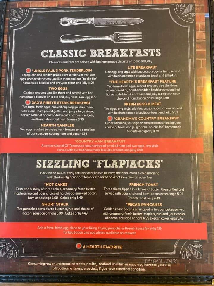 Hearth Restaurant - Martin, TN menu_pic