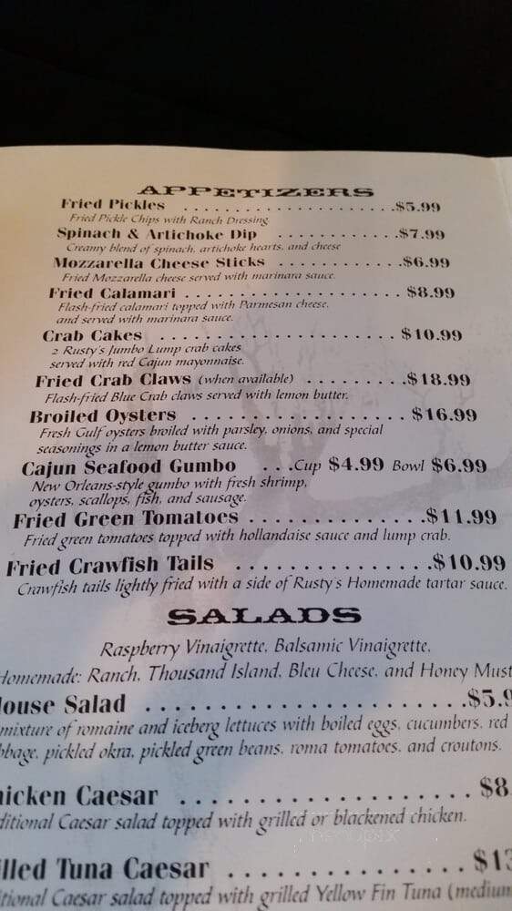 Rusty's Riverfront Grill - Vicksburg, MS menu_pic