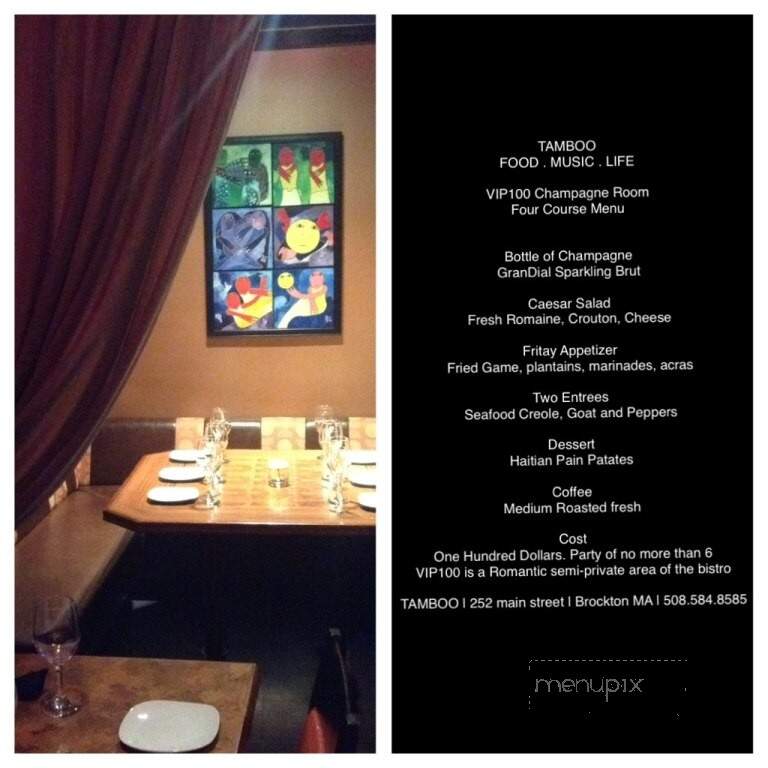 Tamboo Bistro - Brockton, MA menu_pic