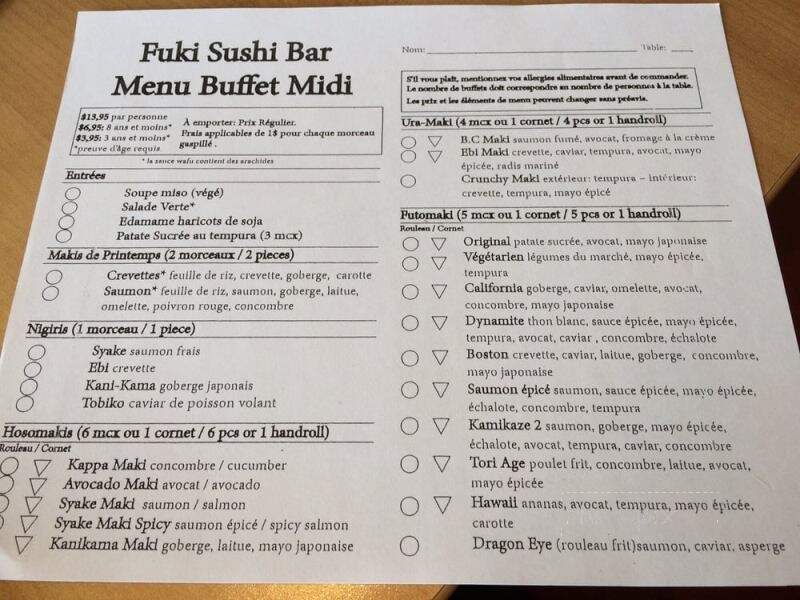 Fuki Sushi Bar - Laval, QC menu_pic