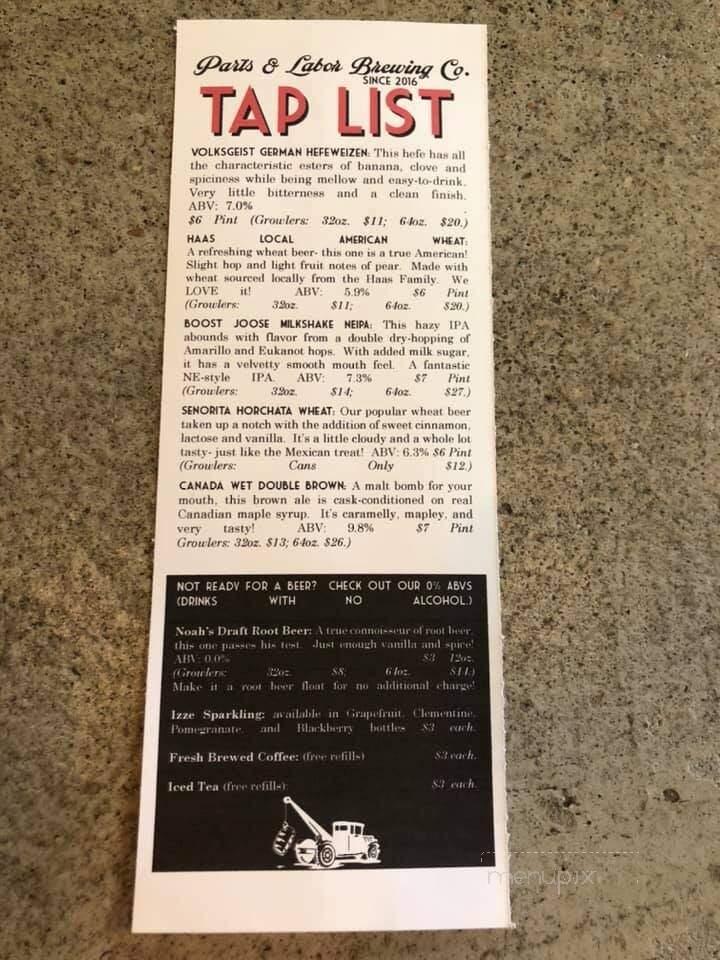 Parts & Labor Brewing - Sterling, CO