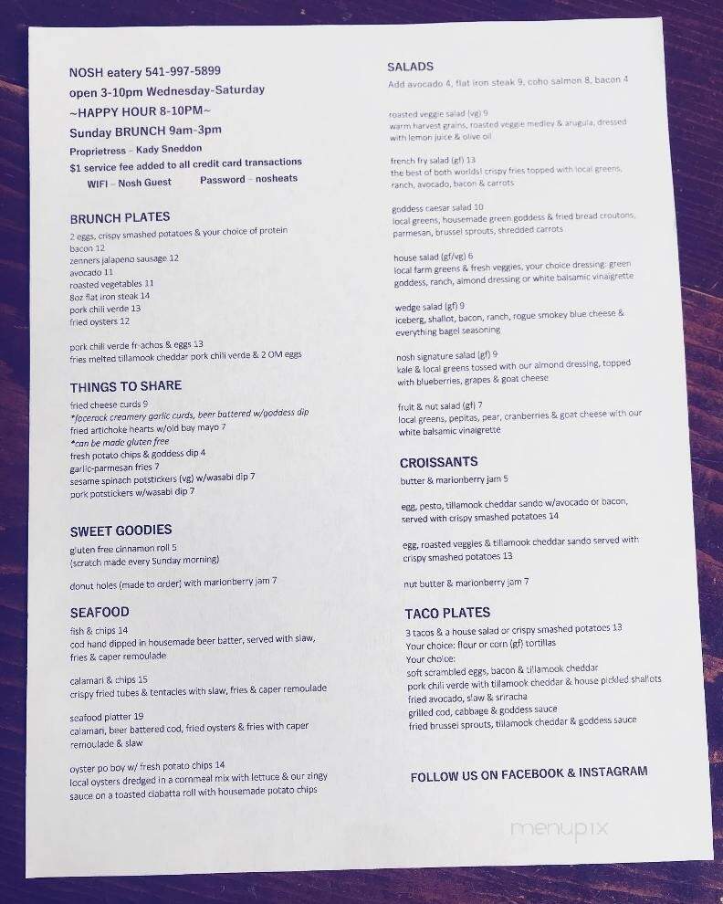 Nosh - Florence, IN menu_pic