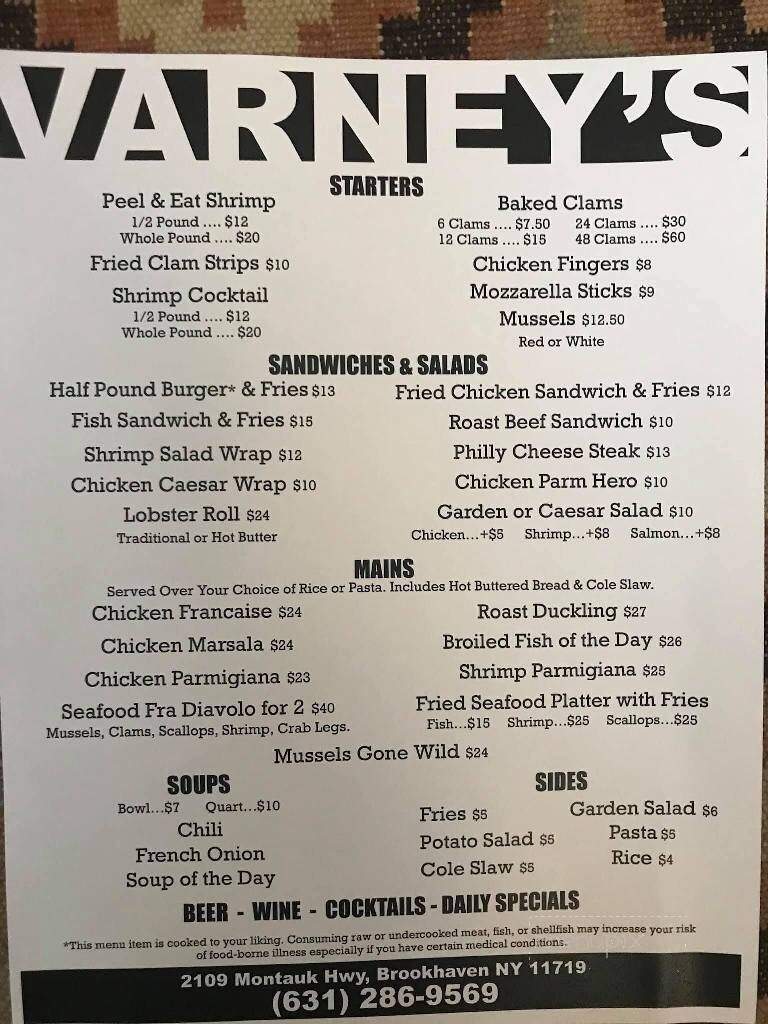 Varney's Restaurant - Brookhaven, NY menu_pic