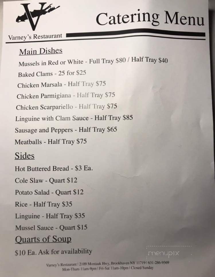 Varney's Restaurant - Brookhaven, NY menu_pic