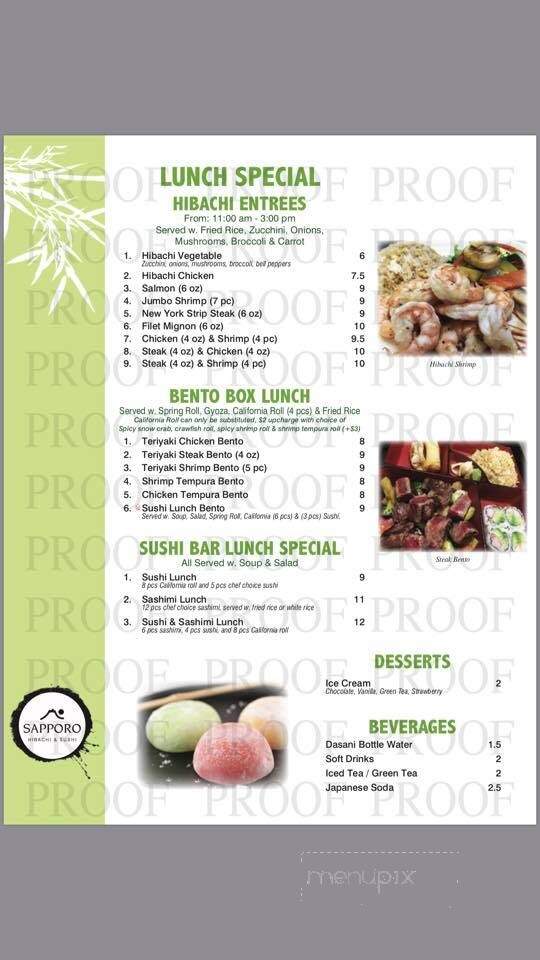 Sapporo Sushi & Steakhouse - Covington, TN menu_pic