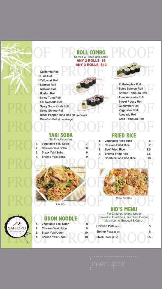 Sapporo Sushi & Steakhouse - Covington, TN menu_pic