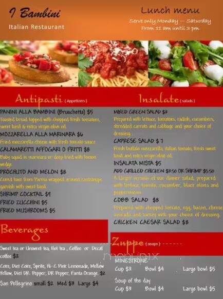 I Bambini Italian Restaurant - Mooresville, NC menu_pic