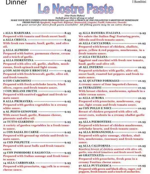 I Bambini Italian Restaurant - Mooresville, NC menu_pic