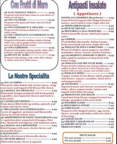 I Bambini Italian Restaurant - Mooresville, NC menu_pic