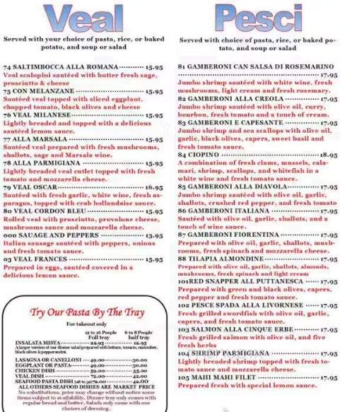 I Bambini Italian Restaurant - Mooresville, NC menu_pic