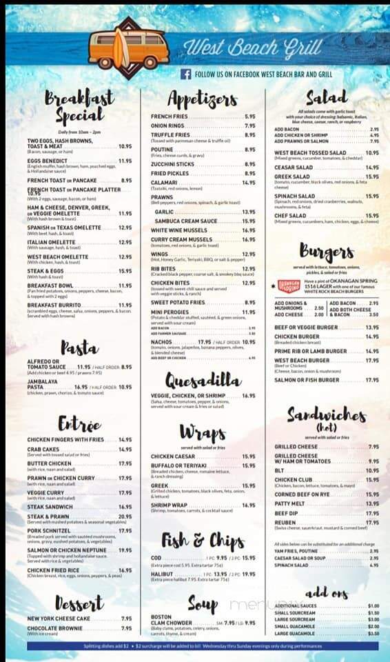 West Beach Bar & Grill - White Rock, BC menu_pic