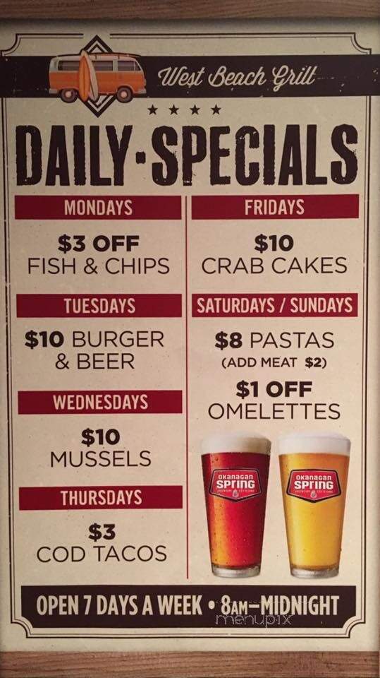 West Beach Bar & Grill - White Rock, BC menu_pic