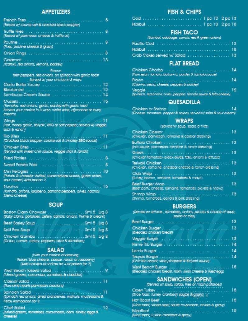West Beach Bar & Grill - White Rock, BC menu_pic