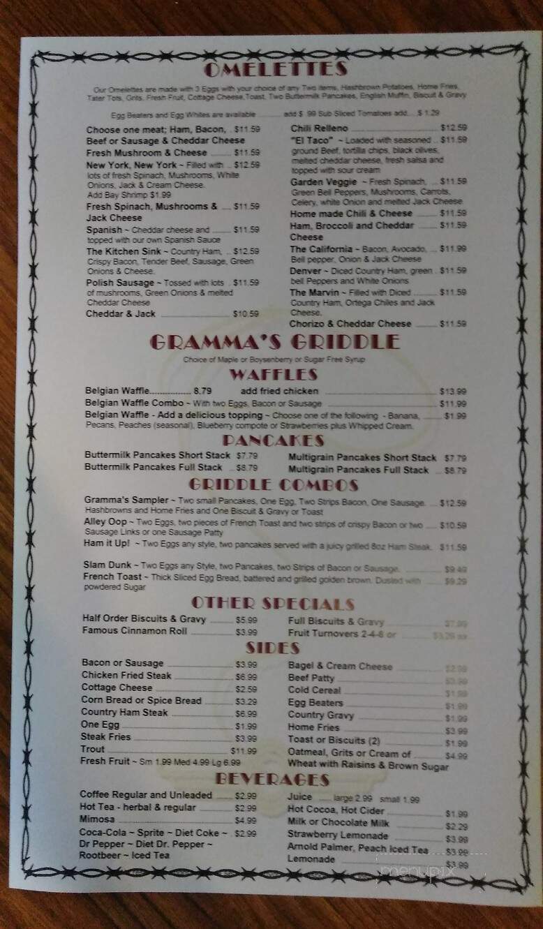 Gramma's Country Kitchen - Banning, CA menu_pic