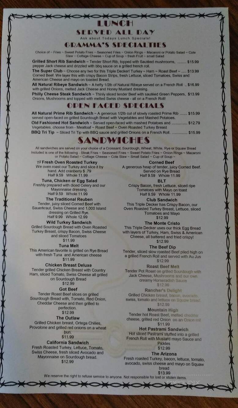 Gramma's Country Kitchen - Banning, CA menu_pic