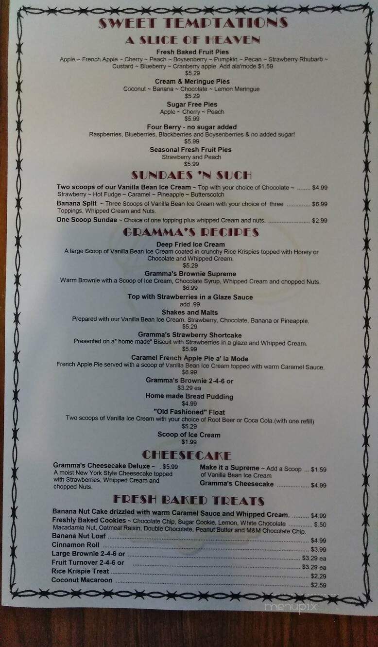 Gramma's Country Kitchen - Banning, CA menu_pic