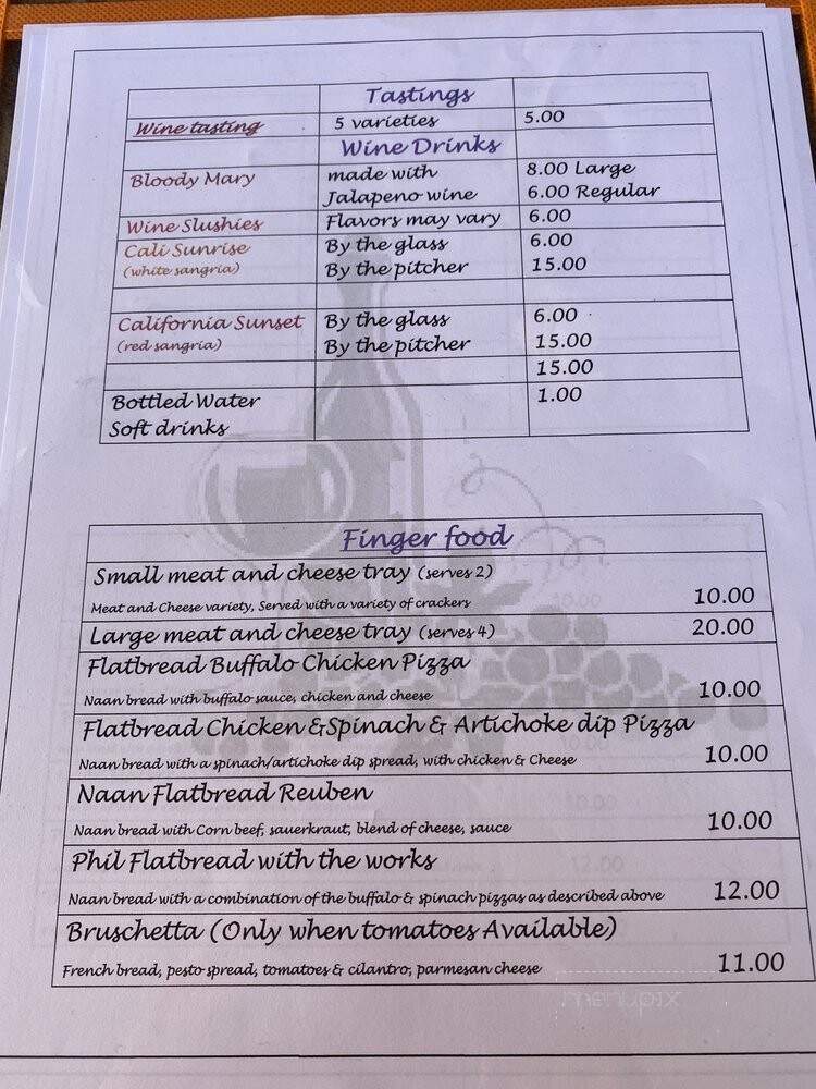 12 Mile Creek Winery - California, KY menu_pic