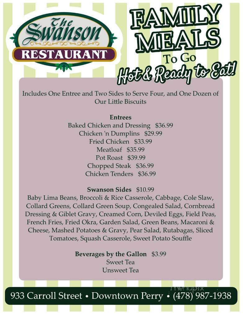 Swanson Restaurant - Perry, GA menu_pic