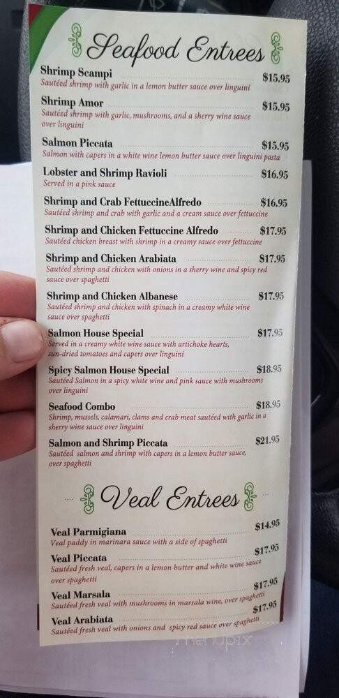 Pastafina Italian Restaurant - Cave Springs, AR menu_pic