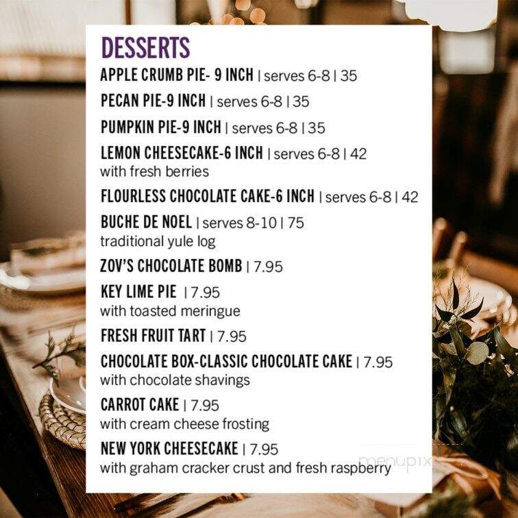 Zov's Bakery - Tustin, CA menu_pic