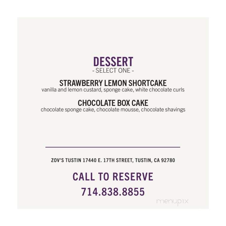 Zov's Bakery - Tustin, CA menu_pic