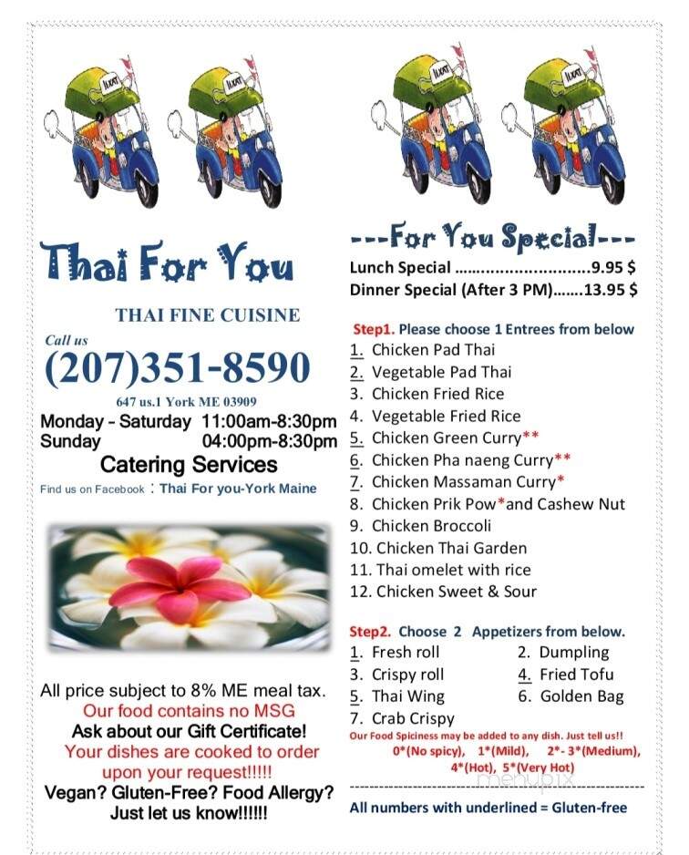 Thai For You - York, ME menu_pic