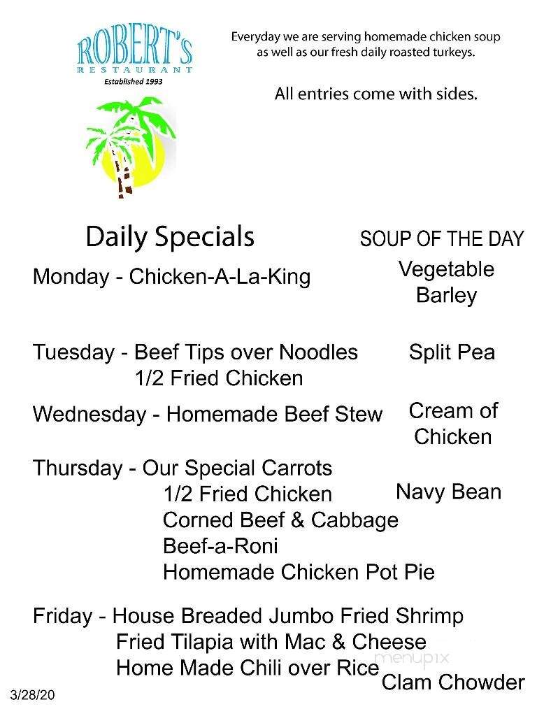 Robert's Restaurant - Dania, FL menu_pic