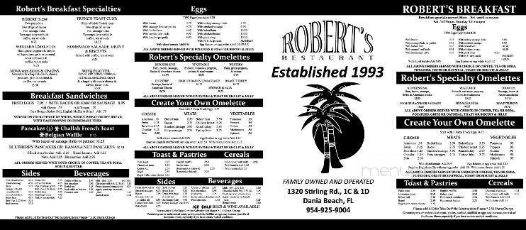 Robert's Restaurant - Dania, FL menu_pic