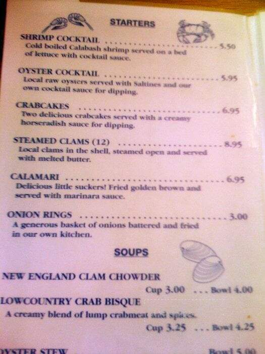 Ella's Of Calabash - Calabash, NC menu_pic