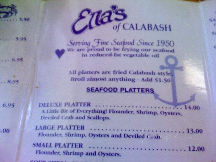 Ella's Of Calabash - Calabash, NC menu_pic