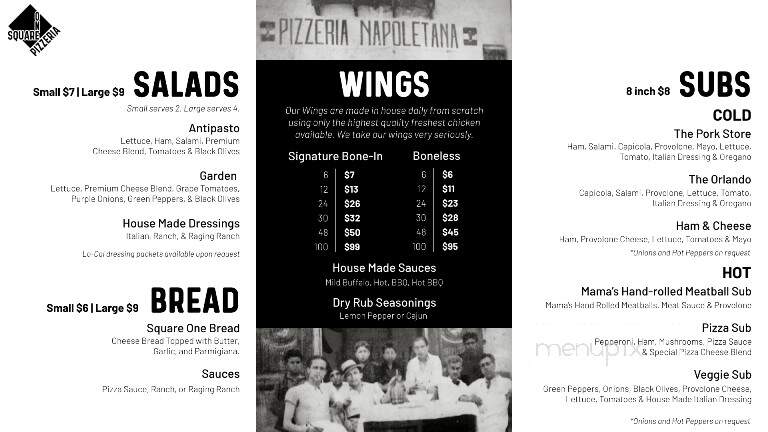 Square One Pizzeria - Mount Clemens, MI menu_pic