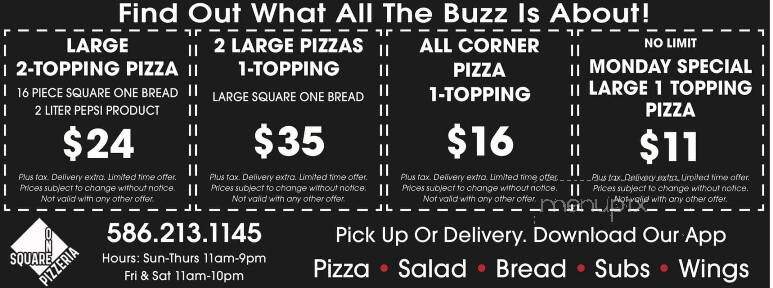 Square One Pizzeria - Mount Clemens, MI menu_pic