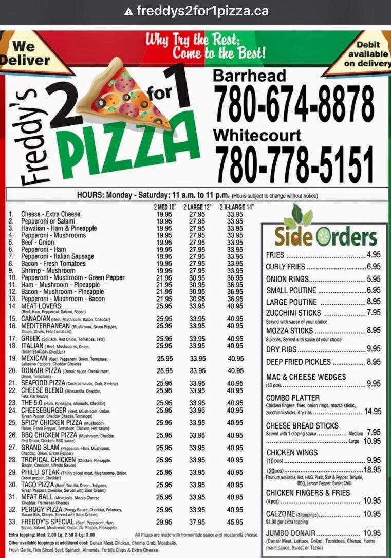 Freddy's 2 For 1 Pizza - Barrhead, AB menu_pic