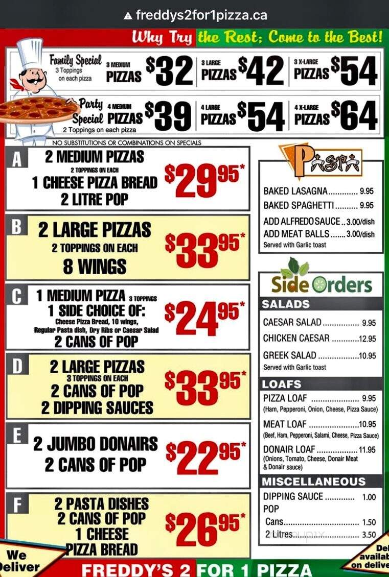 Freddy's 2 For 1 Pizza - Barrhead, AB