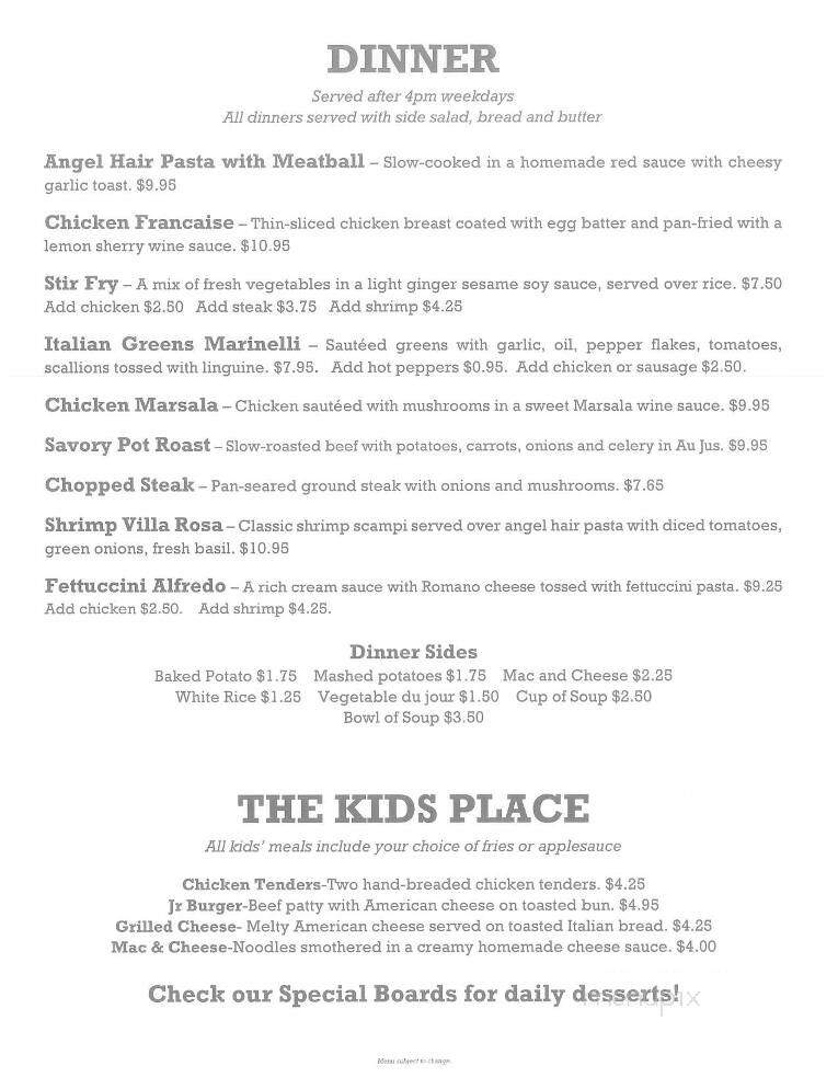 Our Place Diner - Lordstown, OH menu_pic