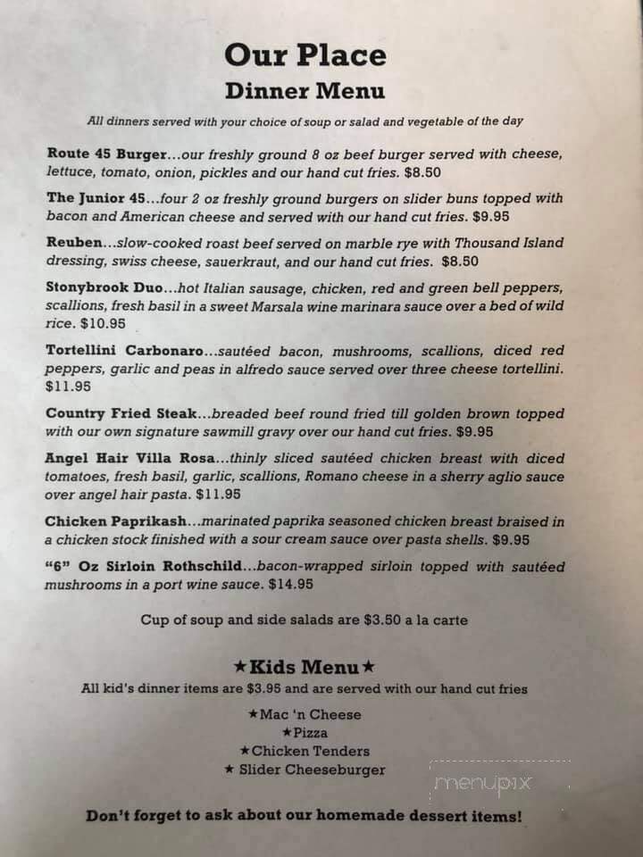 Our Place Diner - Lordstown, OH menu_pic