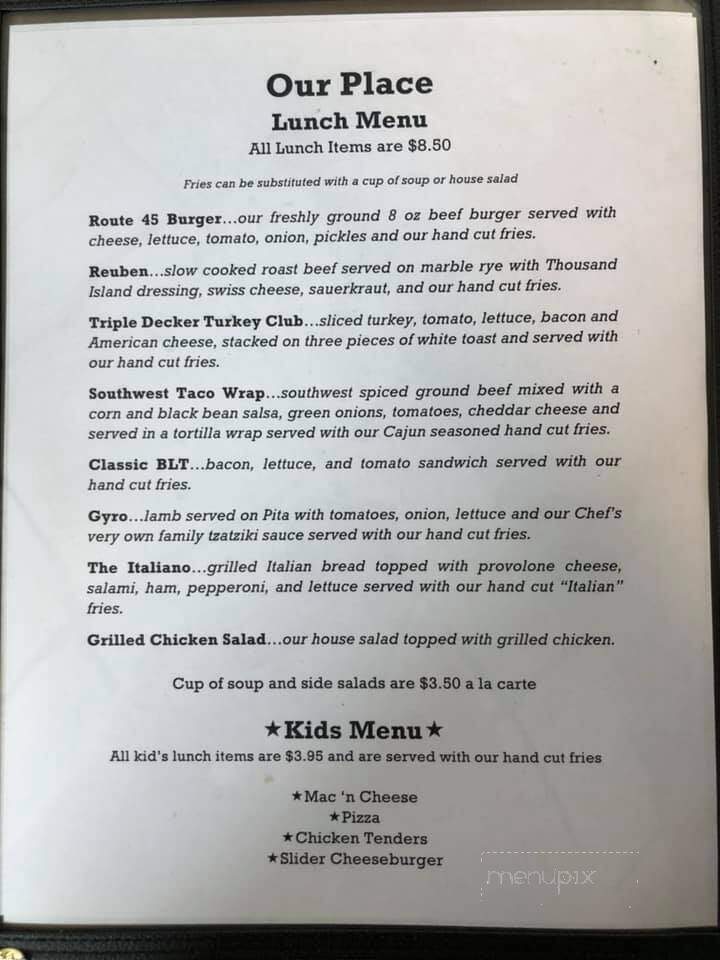 Our Place Diner - Lordstown, OH menu_pic