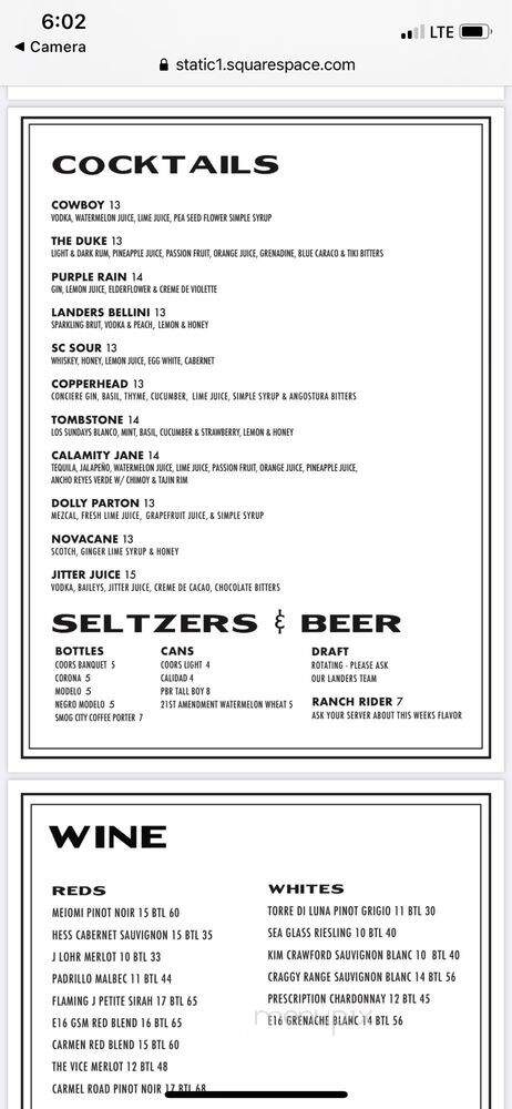 Landers - San Clemente, CA menu_pic