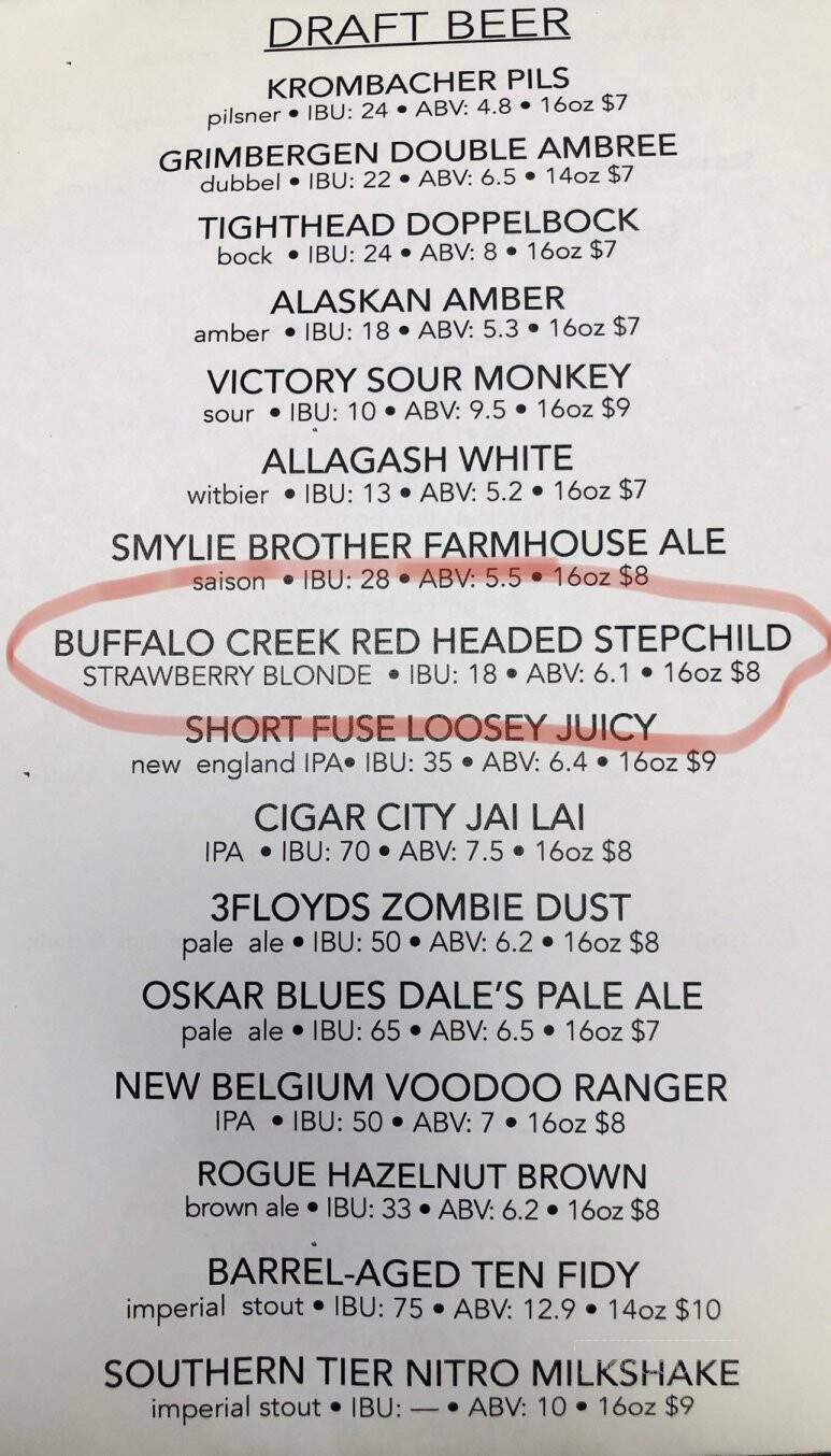 Buffalo Creek Brewing - Long Grove, IL menu_pic