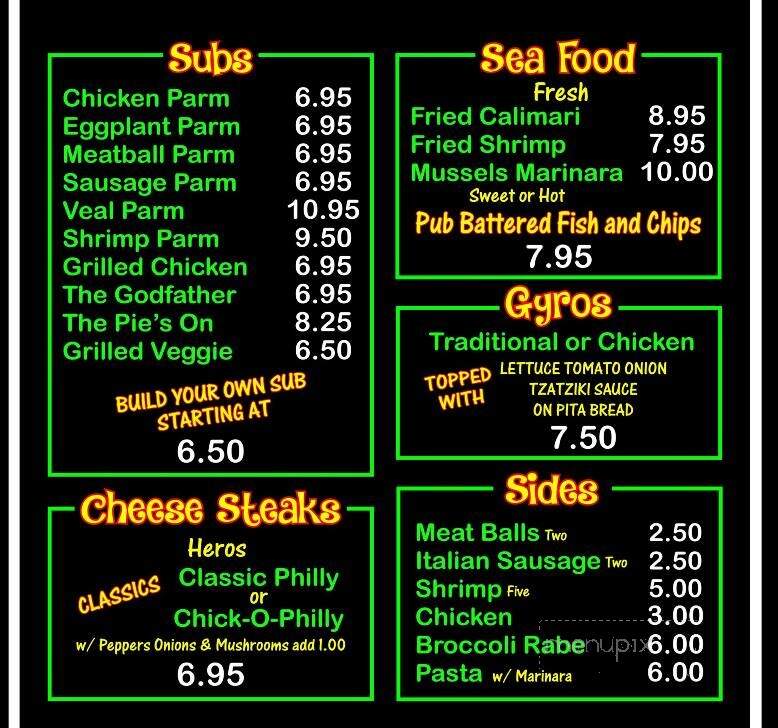 Pie's On Italian Restaurant - Dingmans Ferry, PA menu_pic