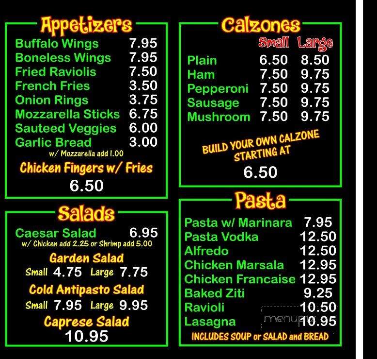Pie's On Italian Restaurant - Dingmans Ferry, PA menu_pic