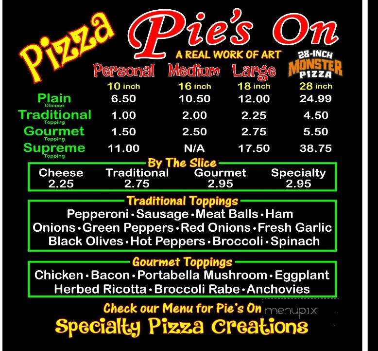 Pie's On Italian Restaurant - Dingmans Ferry, PA menu_pic