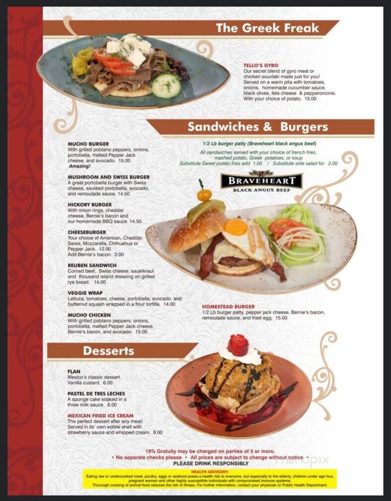 Tellos Grill & Cafe - Port Washington, WI menu_pic