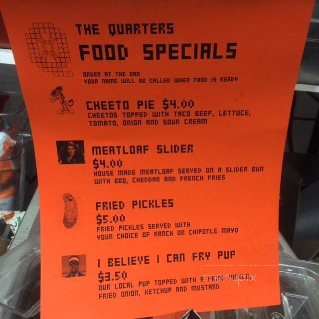 Quarters - Hadley, MA menu_pic