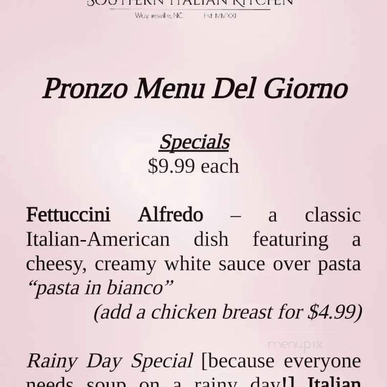 Vale 243 Southern Italian Kitchen - Clyde, NC menu_pic