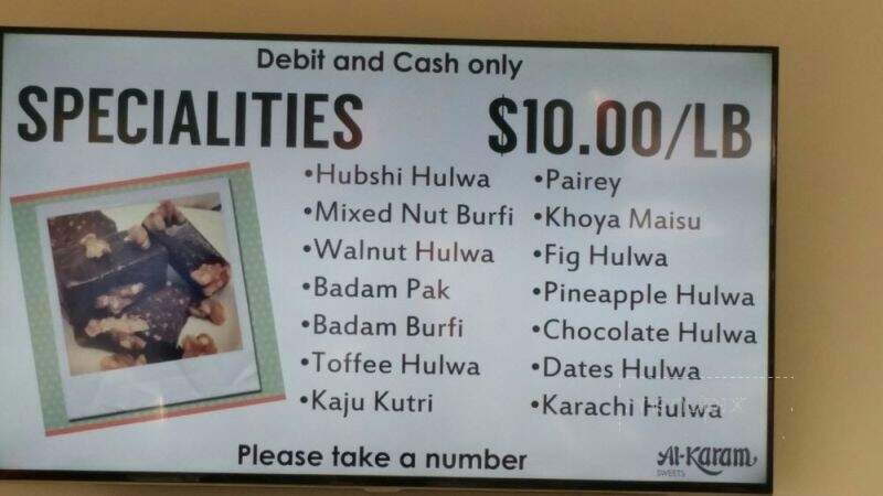 Al-Karam Sweets - Scarborough, ON menu_pic